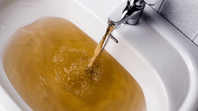 Rusty water in sink