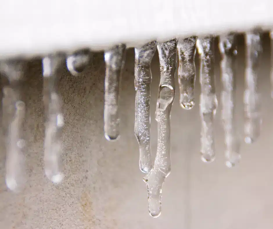 Icicles hanging from a roofline